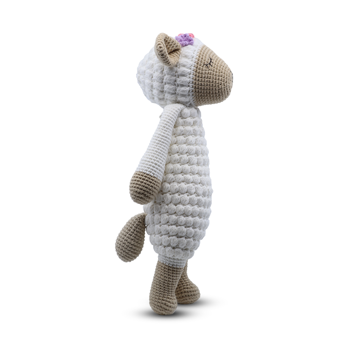 large stuffed lamb toy side view