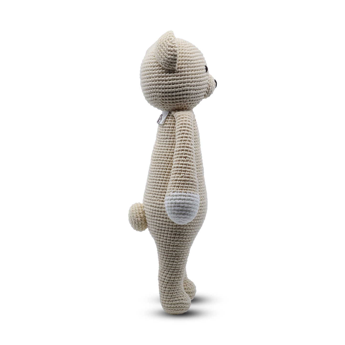 large stuffed teddy bear side view