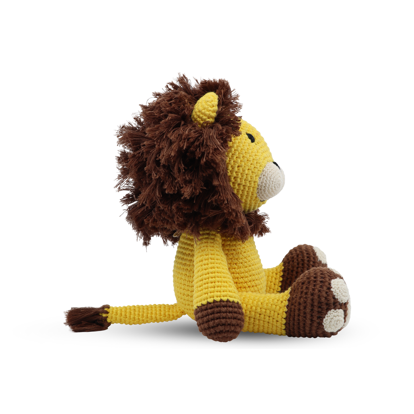 crochet lion toy side view