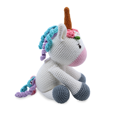 crochet unicorn toy side view